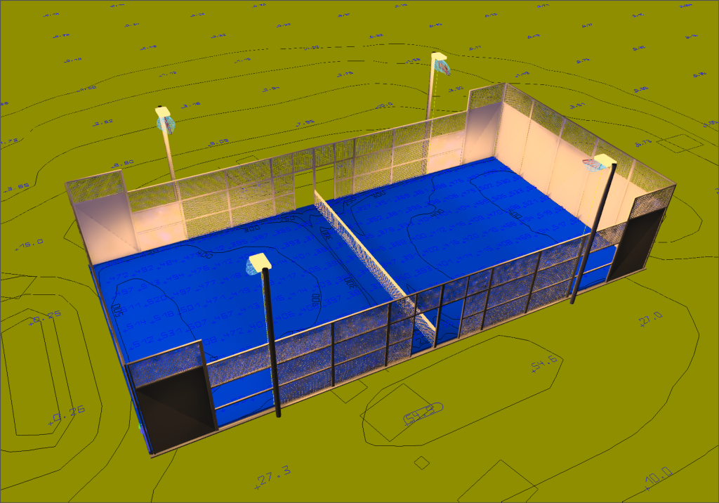 3D Render of padel court lighting