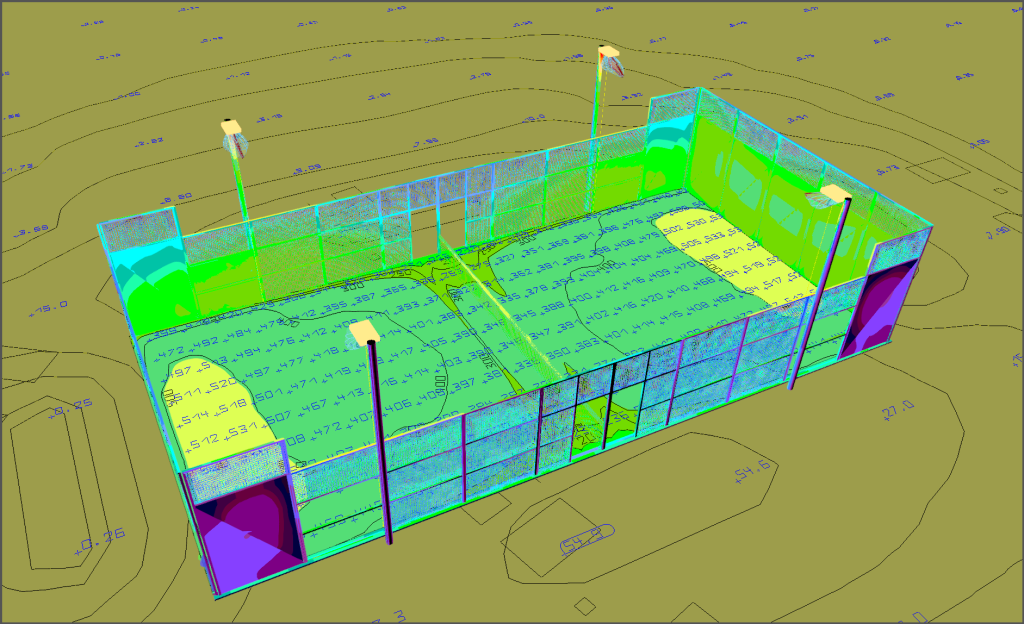 3D render of padel court lighting
