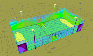 3D render of padel court lighting